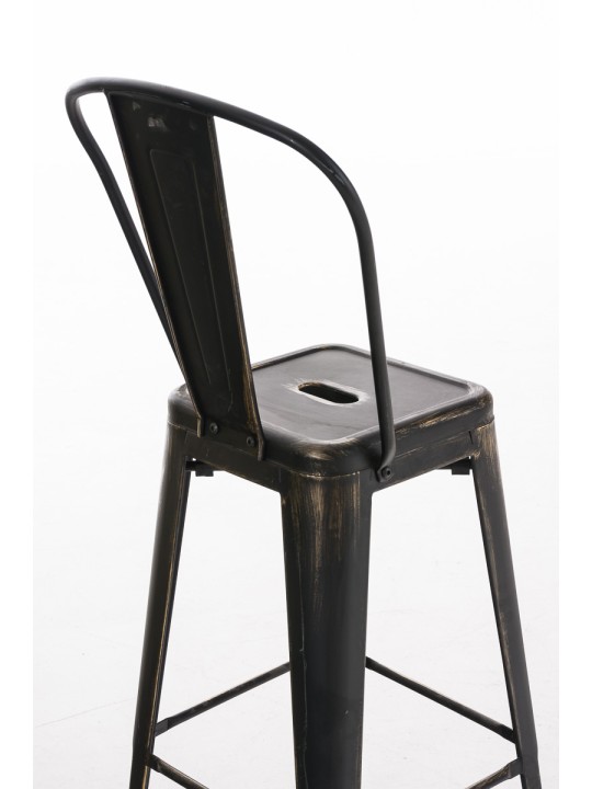Barová stolička Aiden starožitná, čierna-zlatá