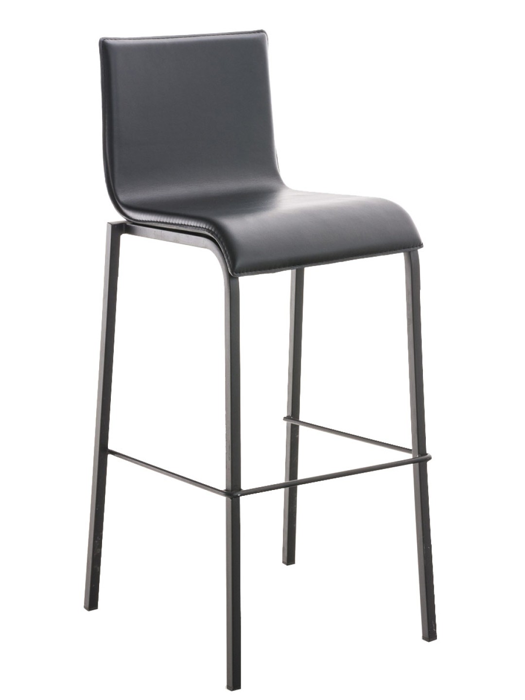 Barová stolička Avola kožená plochá B78, čierna