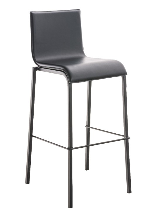 Barová stolička Avola kožená plochá B78, čierna