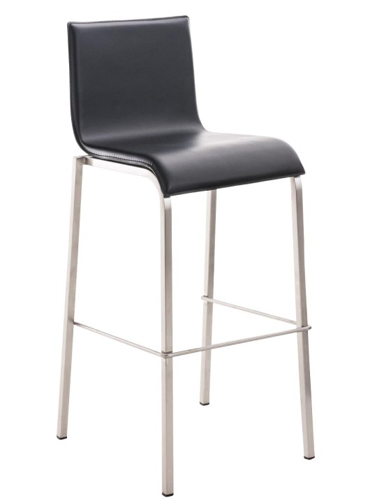Barová stolička Avola kožená plochá E78, čierna