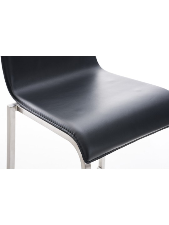 Barová stolička Avola kožená plochá E78, čierna