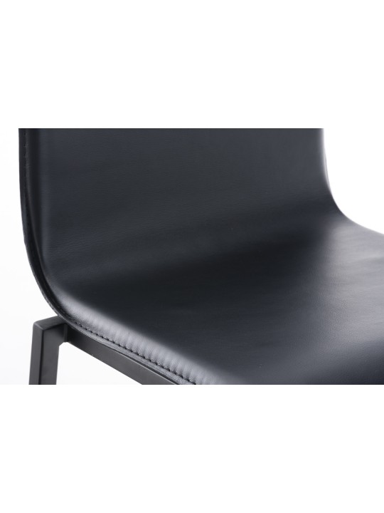 Barová stolička Avola kožená plochá B78, čierna