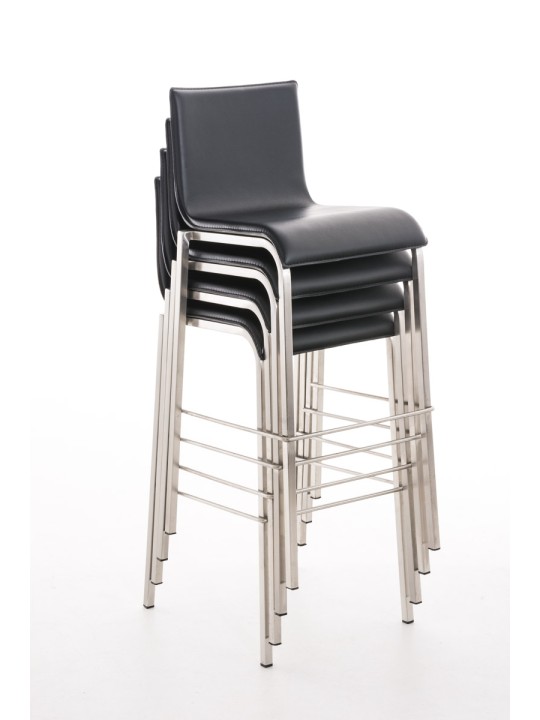 Barová stolička Avola kožená plochá B78, čierna