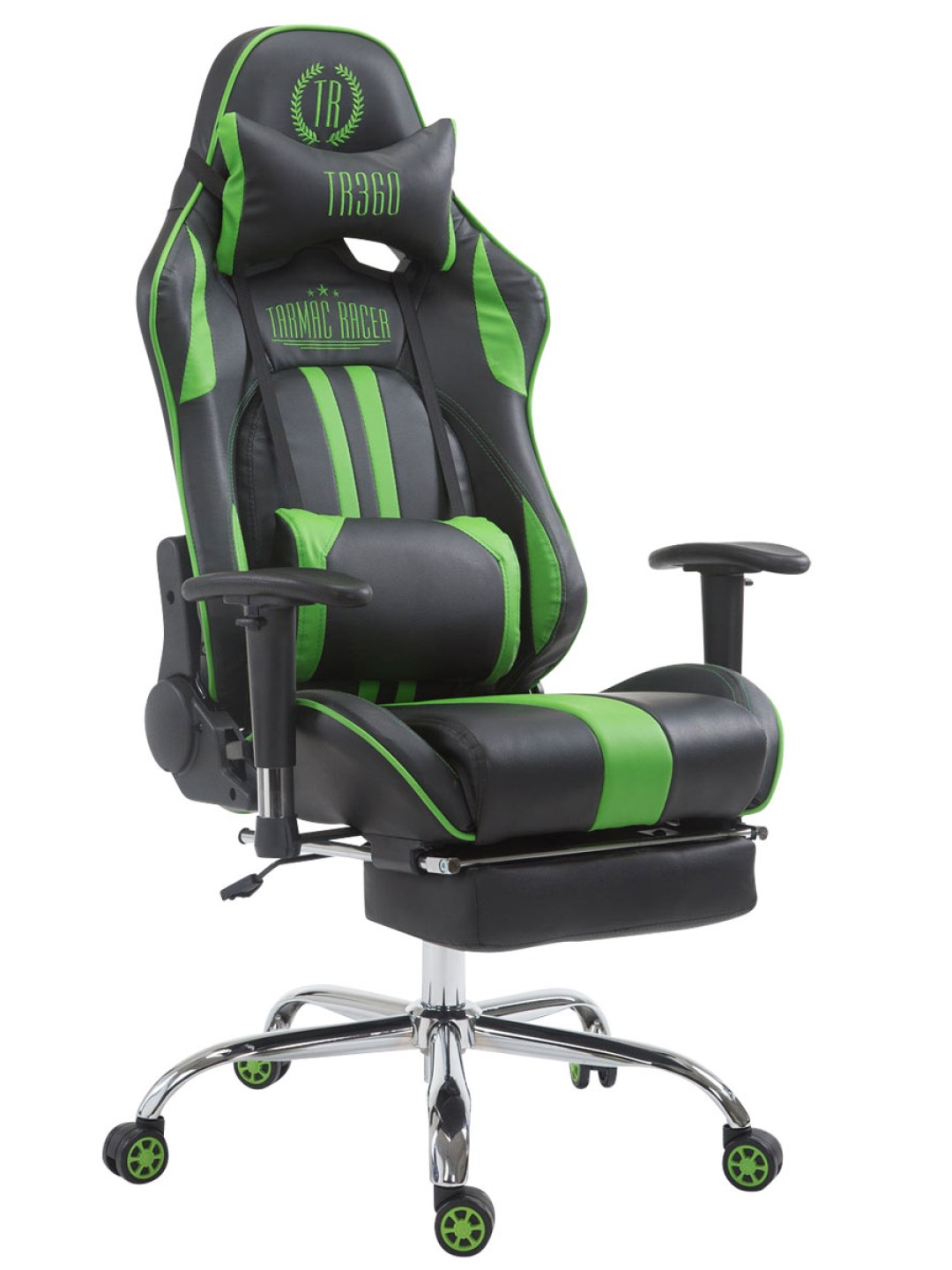 Závodná kancelárska stolička Limit s podnožkou, čierna/zelená