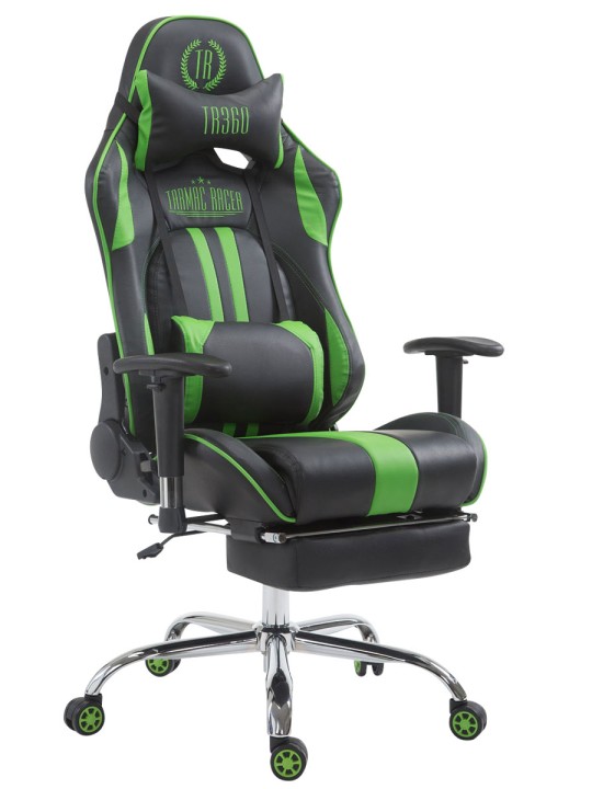 Závodná kancelárska stolička Limit s podnožkou, čierna/zelená