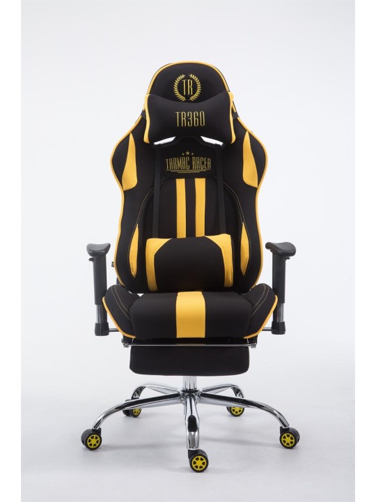 Závodná kancelárska stolička Limit V2 látka s opierkou nôh, čierna/žltá