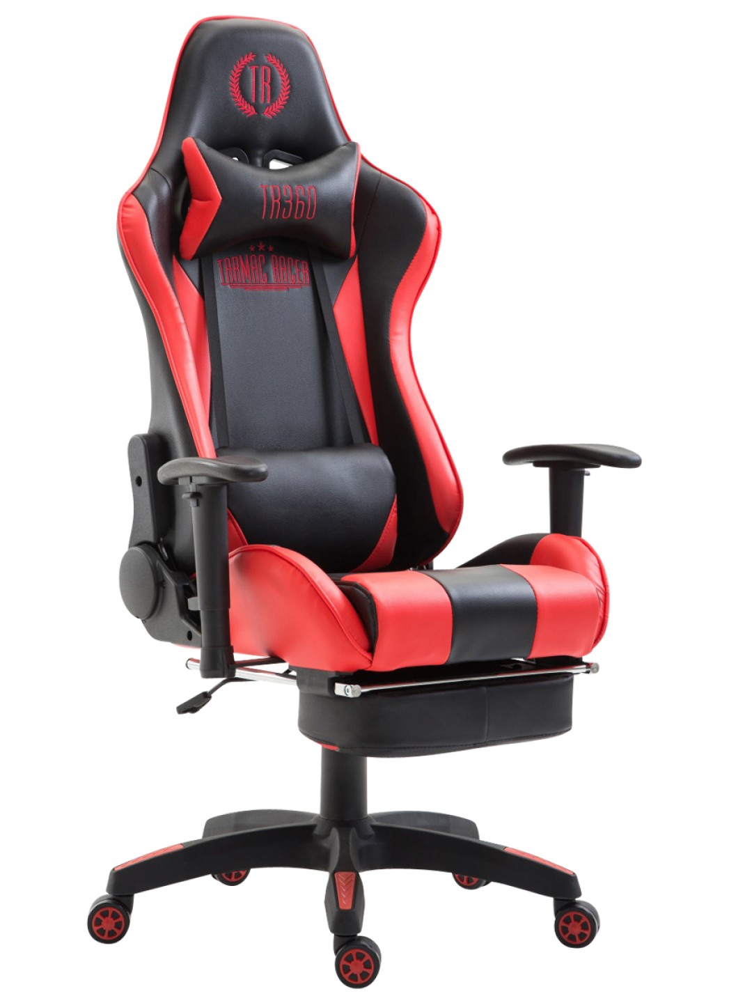 Kancelárske kreslo Boavista imitácia kože s opierkou nôh, čierna/červená