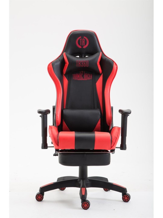 Kancelárske kreslo Boavista imitácia kože s opierkou nôh, čierna/červená