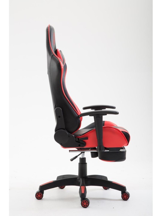 Kancelárske kreslo Boavista imitácia kože s opierkou nôh, čierna/červená