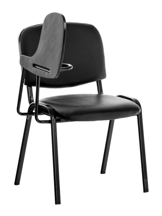 Kreslo Ken so skladacím stolíkom v imitácii kože, čierna