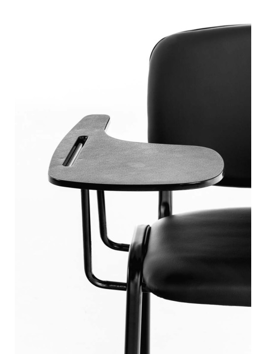 Kreslo Ken so skladacím stolíkom v imitácii kože, čierna