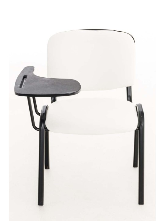 Kreslo Ken so skladacím stolíkom v imitácii kože, biela