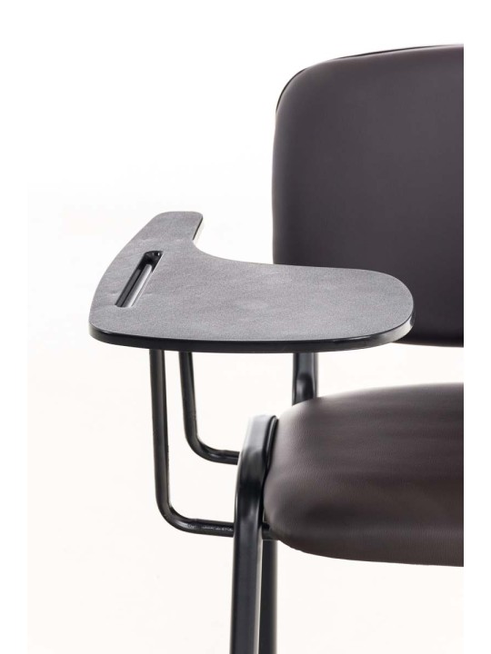 Kreslo Ken so skladacím stolíkom v imitácii kože, hnedá