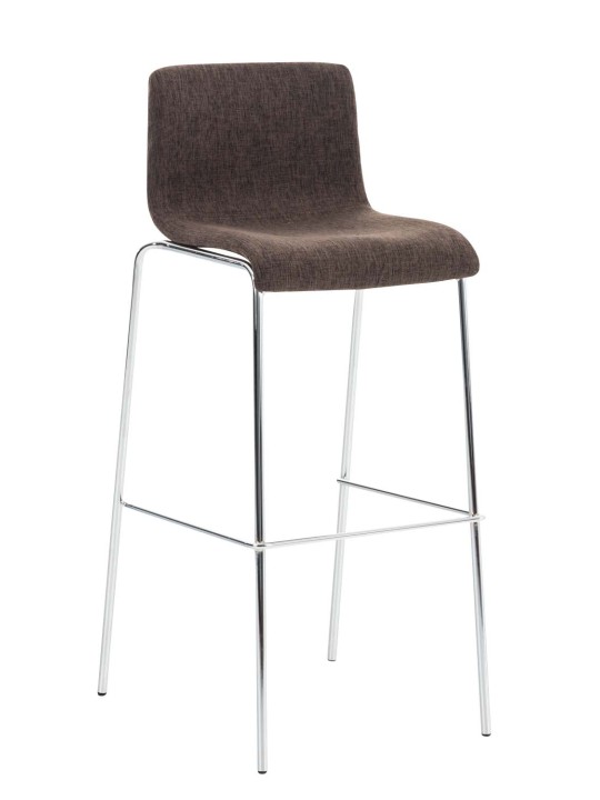 Barová stolička Hoover látka 4-nohý rám chróm, hnedá