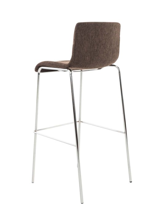 Barová stolička Hoover látka 4-nohý rám chróm, hnedá