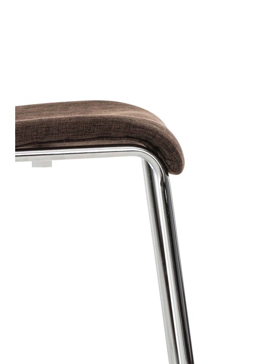 Barová stolička Hoover látka 4-nohý rám chróm, hnedá