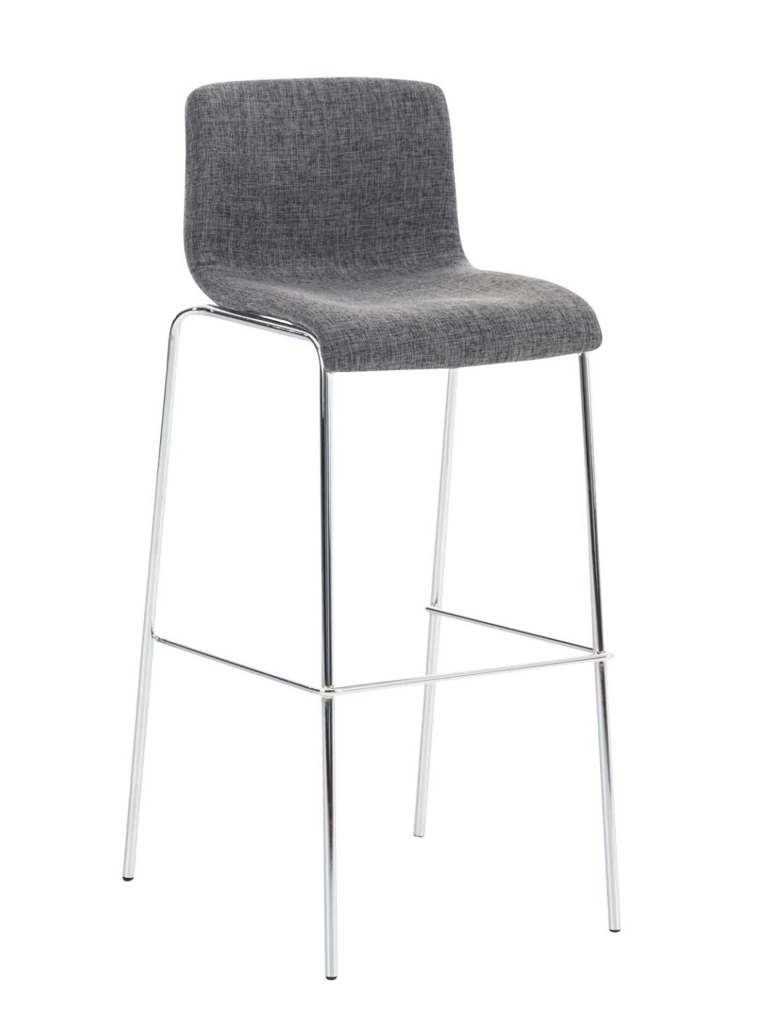 Barová stolička Hoover látka 4-nohý rám chróm, svetlosivá