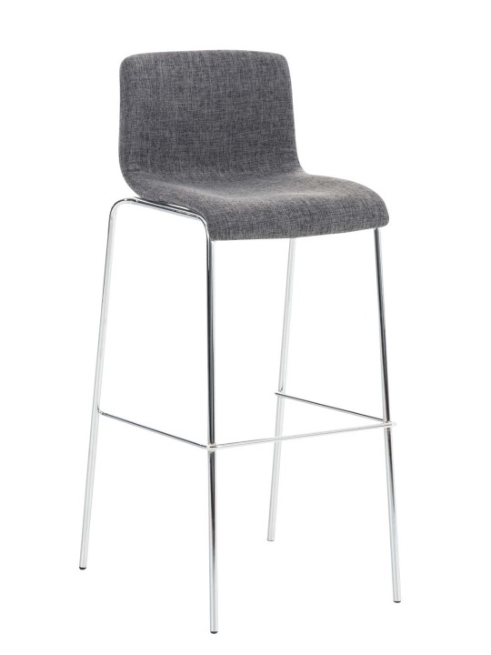 Barová stolička Hoover látka 4-nohý rám chróm, svetlosivá