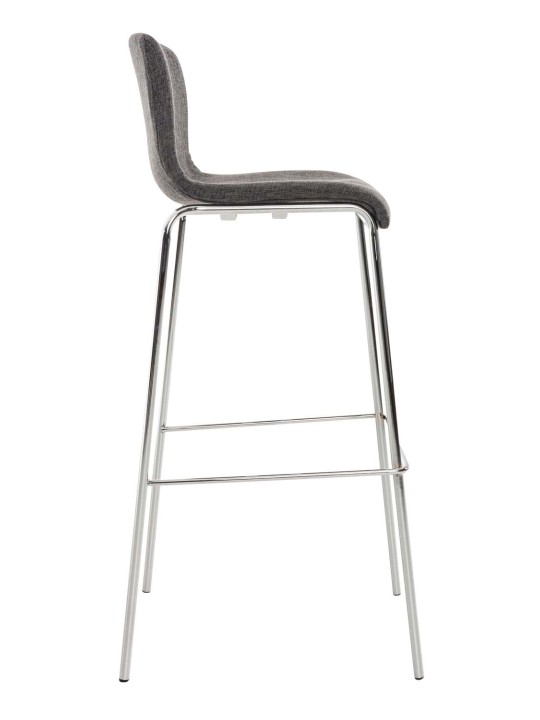 Barová stolička Hoover látka 4-nohý rám chróm, svetlosivá