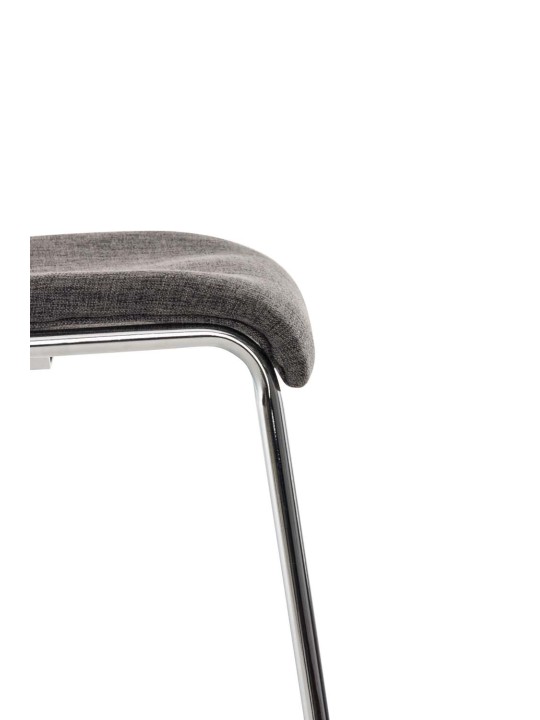 Barová stolička Hoover látka 4-nohý rám chróm, svetlosivá