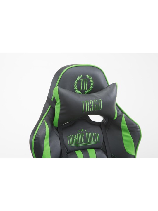 Závodná kancelárska stolička Limit V2 z umelej kože s opierkou nôh, čierna/zelená