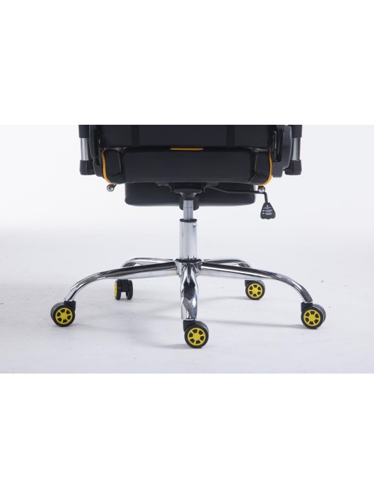 Závodná kancelárska stolička Limit V2 z umelej kože s opierkou nôh, čierna/žltá