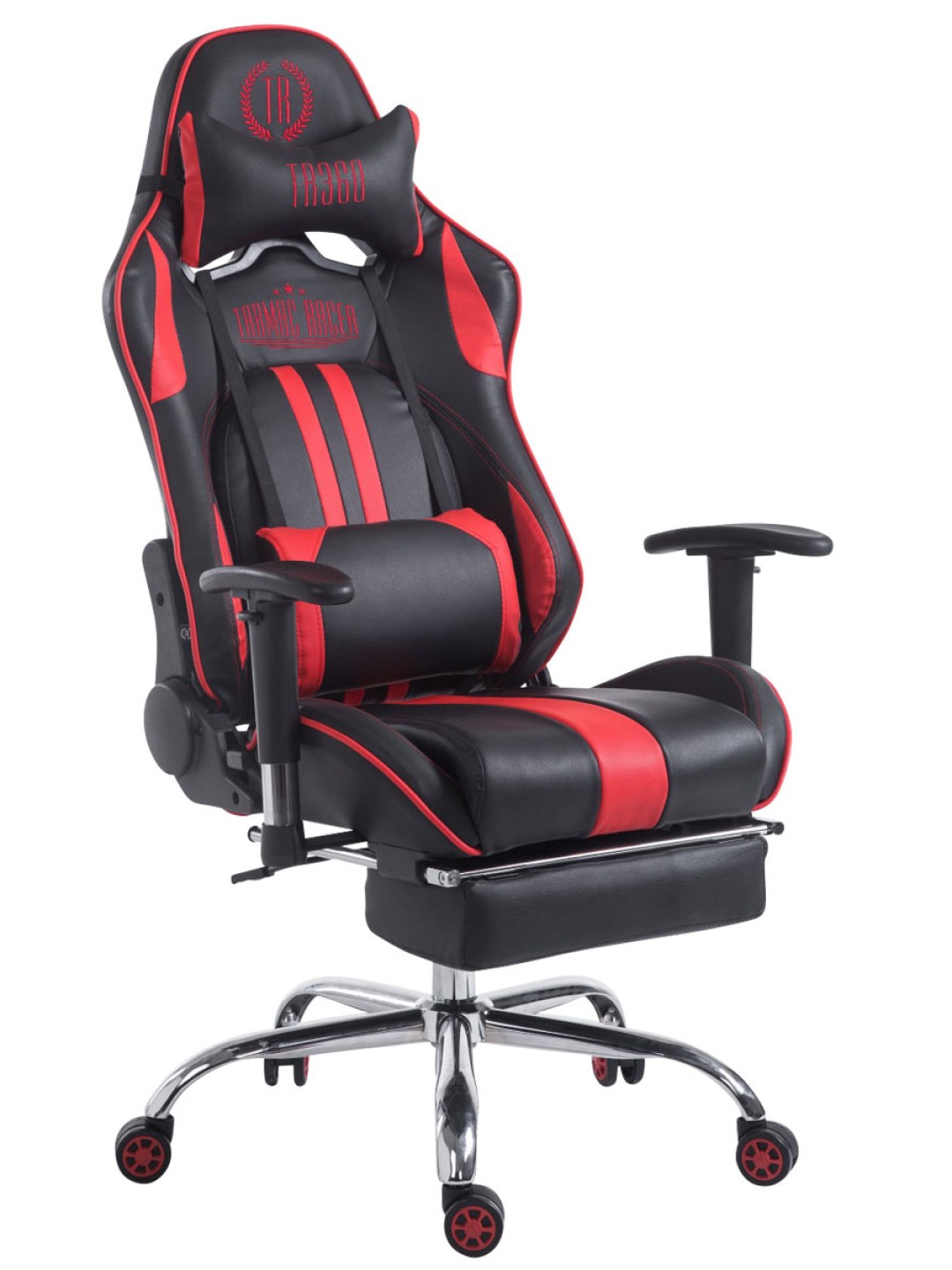 Závodná kancelárska stolička Limit V2 z umelej kože s opierkou nôh, čierna/červená