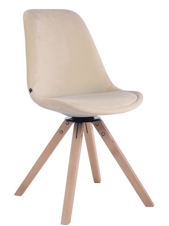 Troyes zamatová štvorcová jedálenská stolička natural, krémová