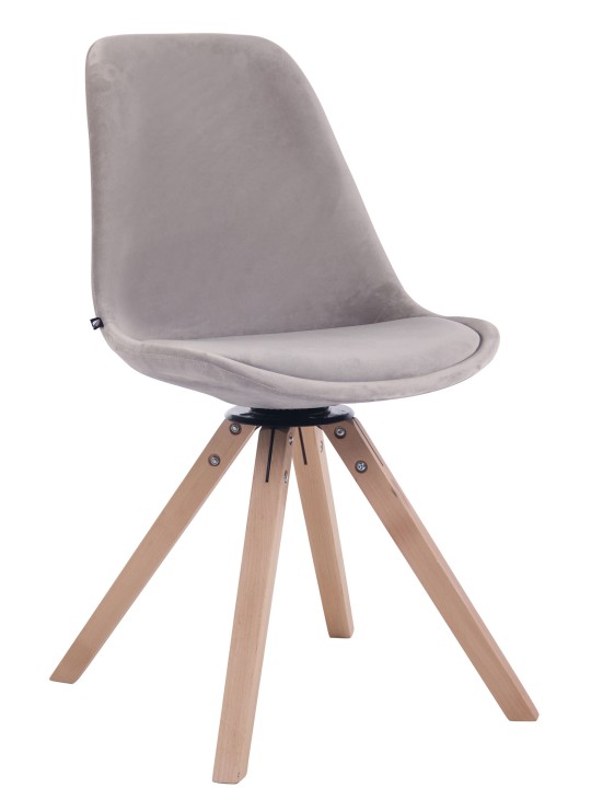 Troyes zamatová štvorcová jedálenská stolička natural, sivá