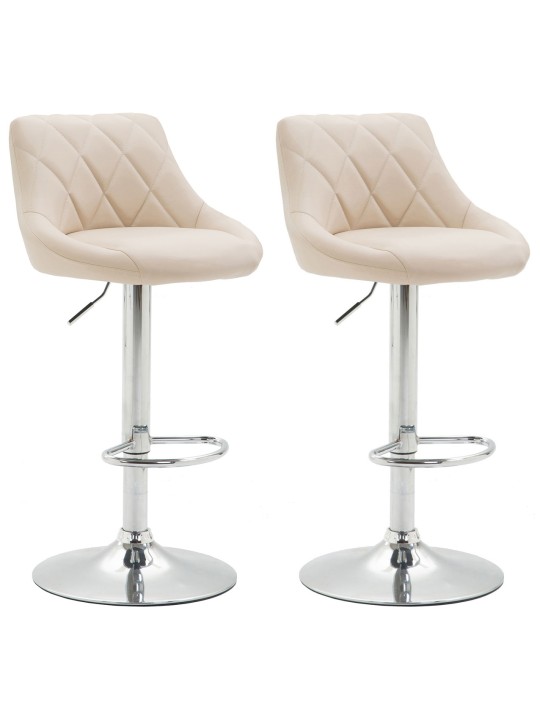 Sada 2 barových stoličiek Lazio z umelej kože C, krémová