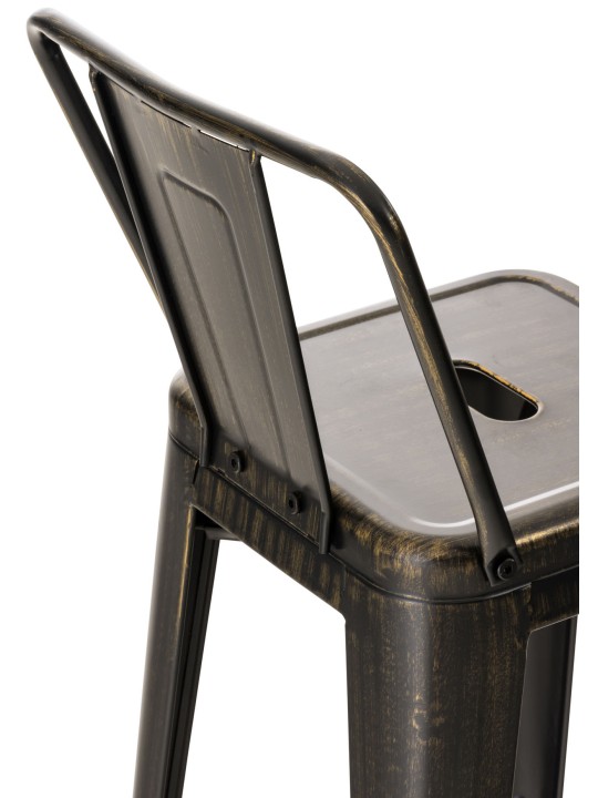 Barová stolička Mason starožitná, čierna-zlatá
