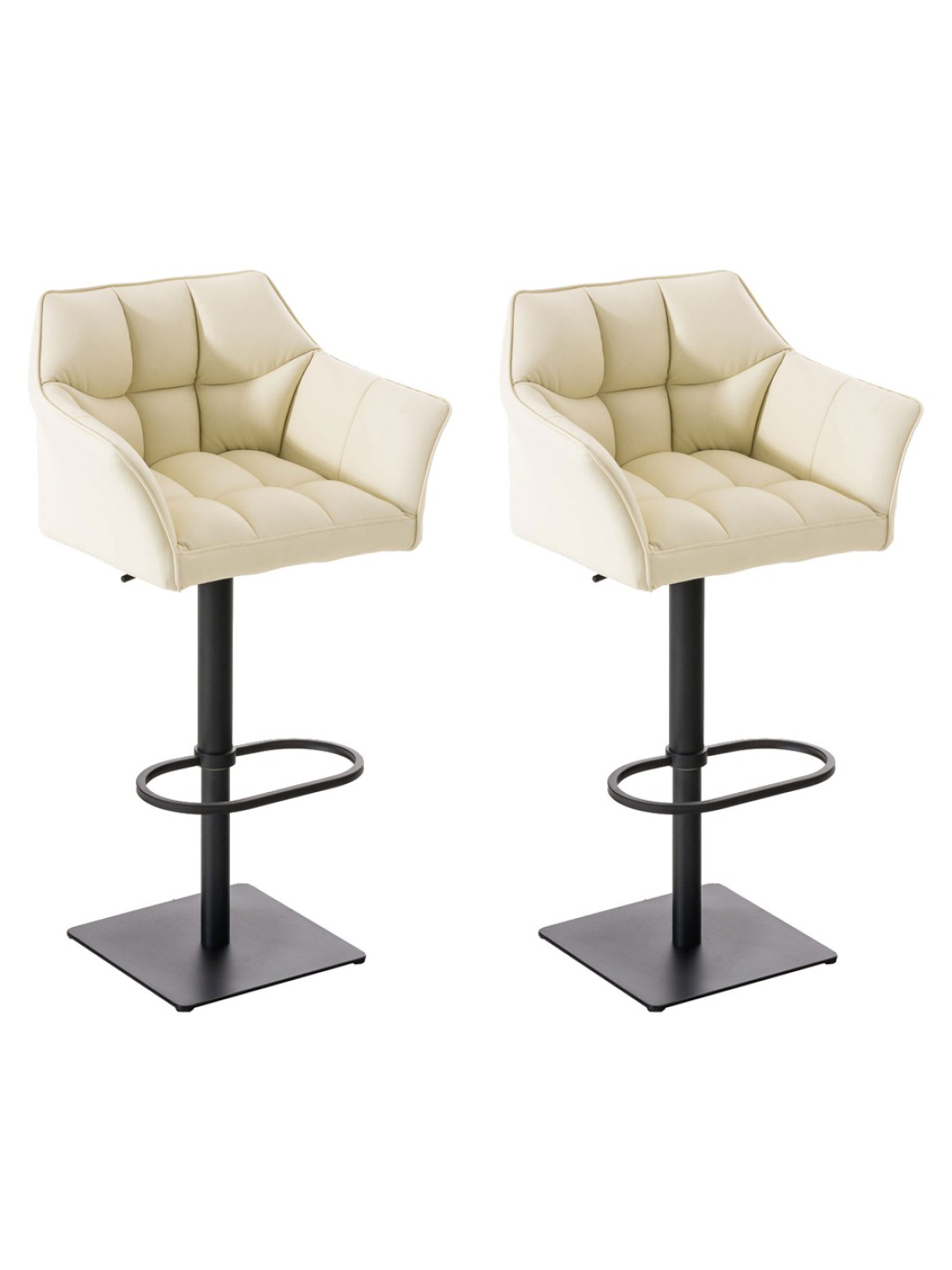 Sada 2 barových stoličiek Damaso z umelej kože, krémová