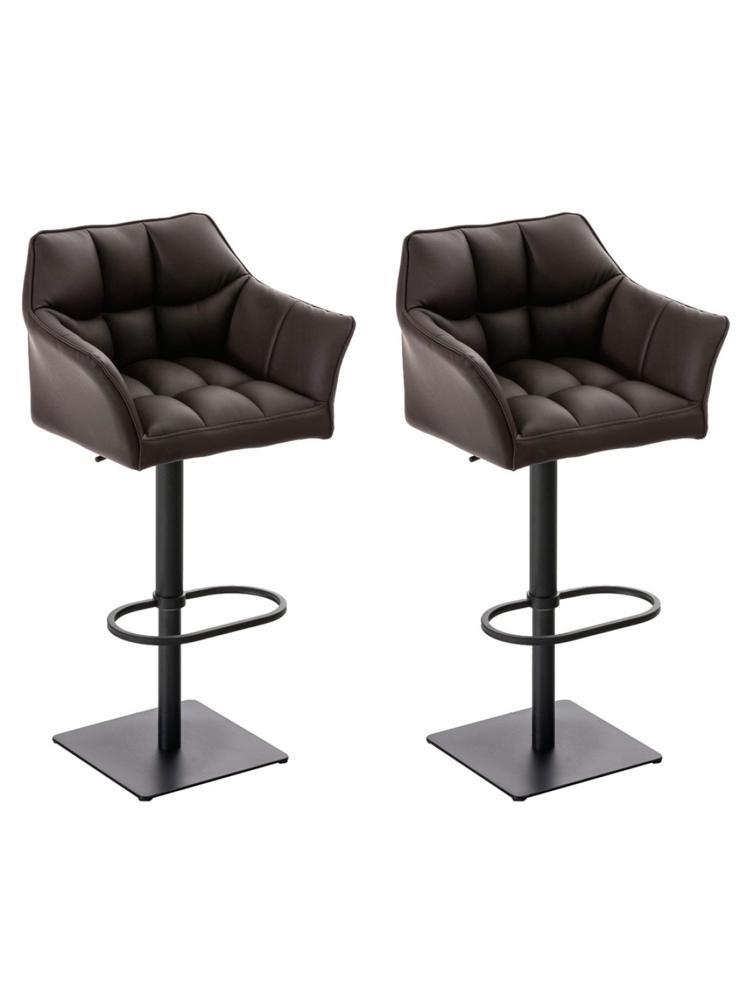 Sada 2 barových stoličiek Damaso z umelej kože, hnedá