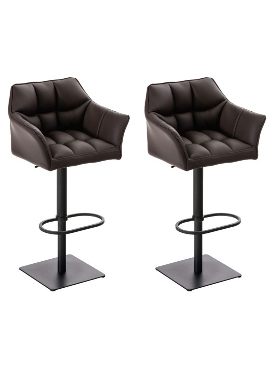 Sada 2 barových stoličiek Damaso z umelej kože, hnedá
