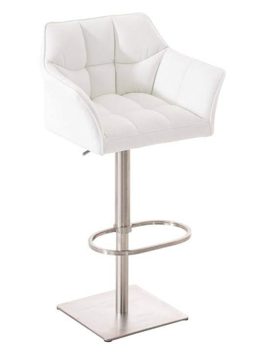 Sada 2 barových stoličiek Damaso z umelej kože nerez, biela