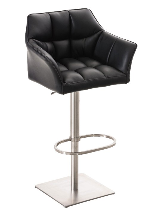 Sada 2 barových stoličiek Damaso z umelej kože nerez, čierna