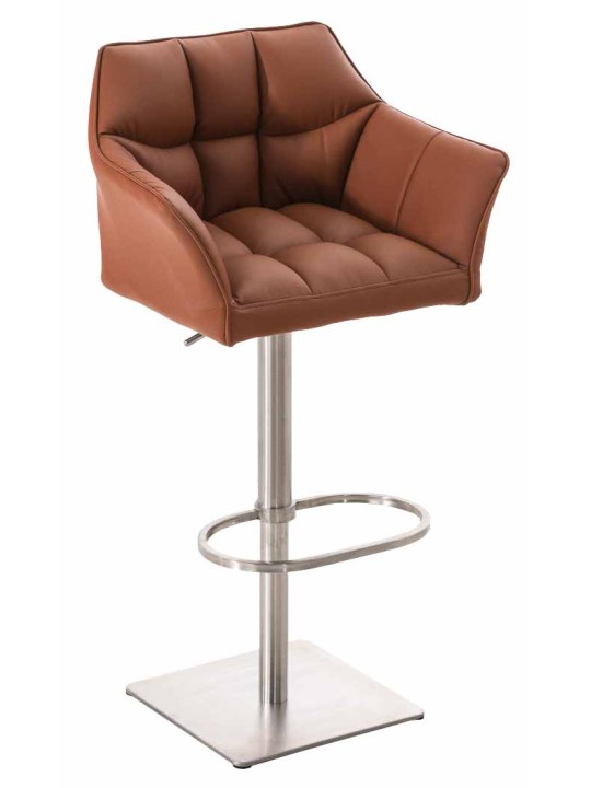 Sada 2 barových stoličiek Damaso z umelej kože nerez, svetlohnedá
