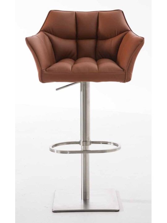 Sada 2 barových stoličiek Damaso z umelej kože nerez, svetlohnedá