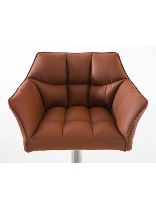 Sada 2 barových stoličiek Damaso z umelej kože nerez, svetlohnedá