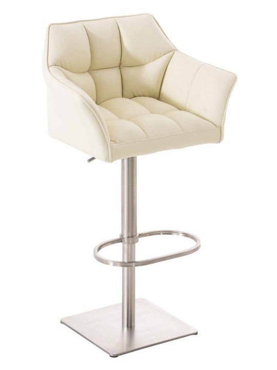Sada 2 barových stoličiek Damaso z umelej kože nerez, krémová