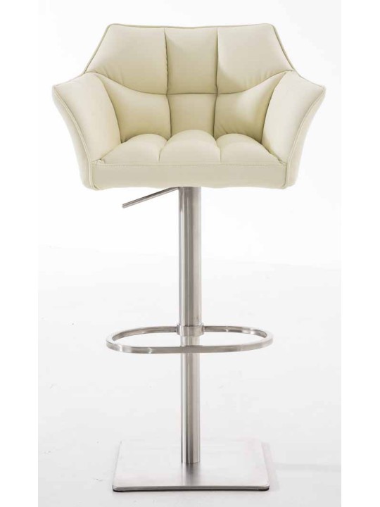 Sada 2 barových stoličiek Damaso z umelej kože nerez, krémová