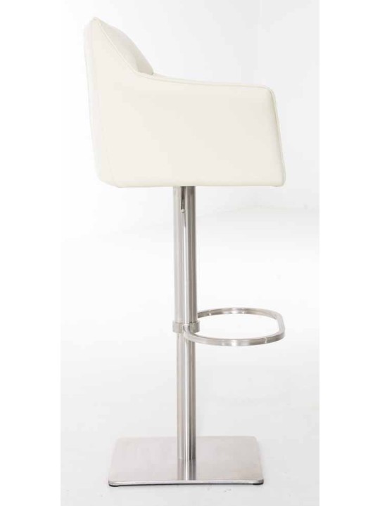 Sada 2 barových stoličiek Damaso z umelej kože nerez, krémová