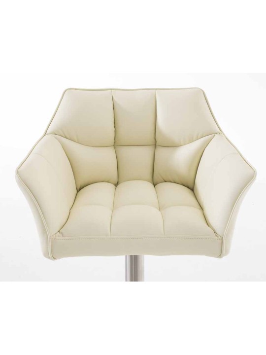 Sada 2 barových stoličiek Damaso z umelej kože nerez, krémová