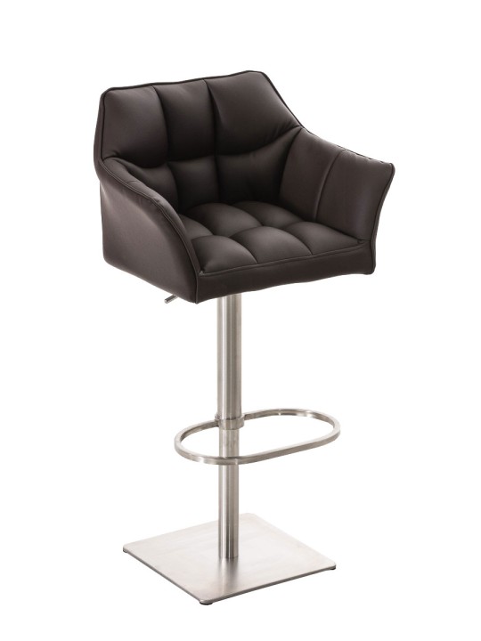 Sada 2 barových stoličiek Damaso z umelej kože nerez, hnedá