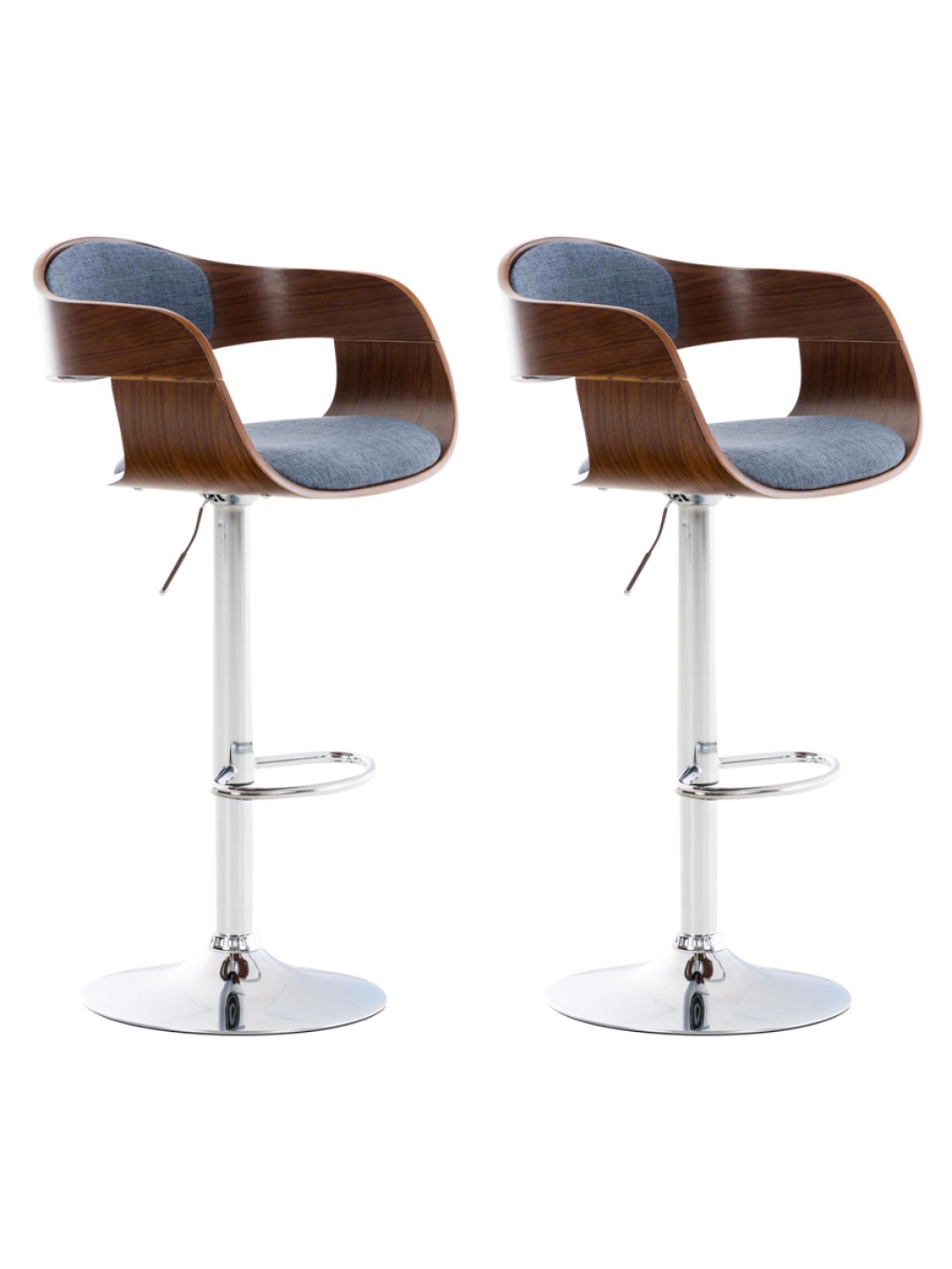 Sada 2 barových stoličiek Kingston C látka, orech/modrá