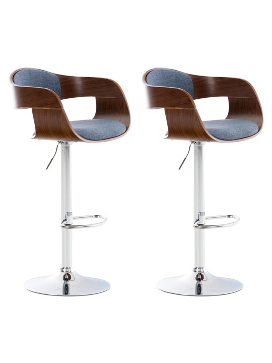 Sada 2 barových stoličiek Kingston C látka, orech/modrá