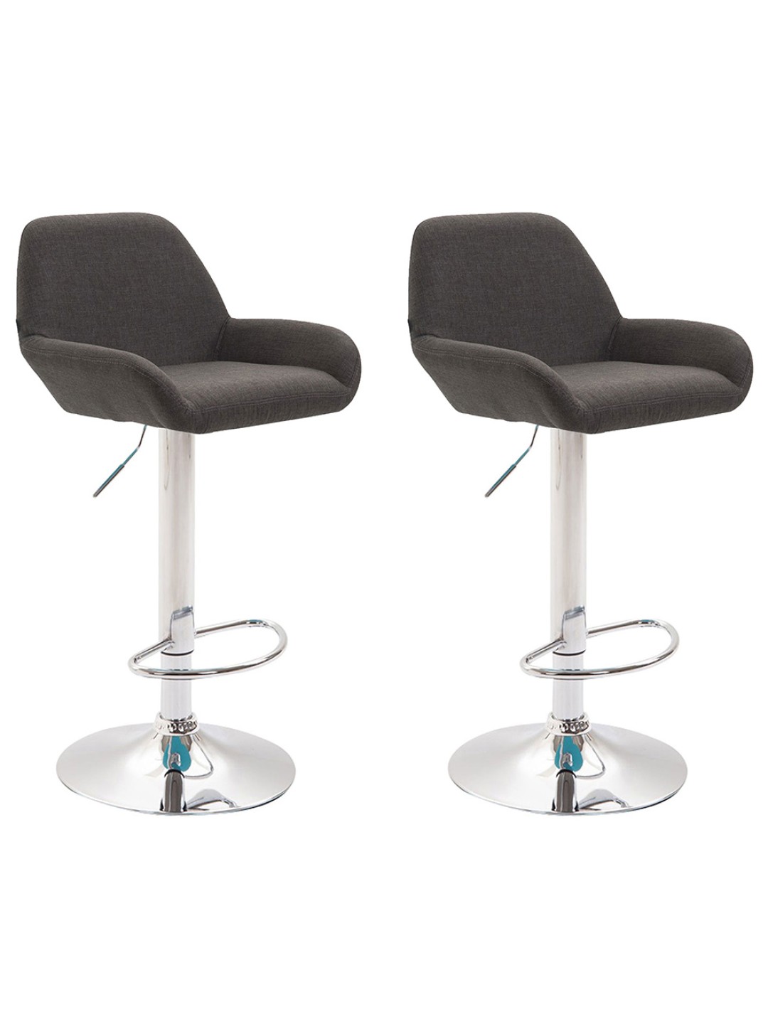 Sada 2 barových stoličiek Braga látka chróm, tmavosivá
