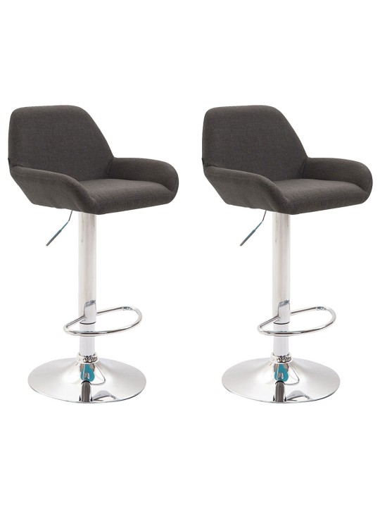 Sada 2 barových stoličiek Braga látka chróm, tmavosivá