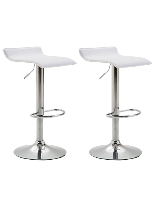 Sada 2 barových stoličiek Dyn V2 umelá koža chróm, biela