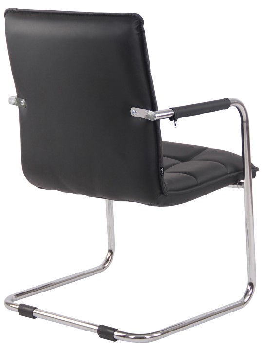 Kreslo pre návštevy Gandia z umelej kože chróm, čierna